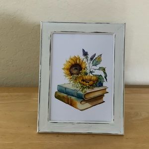Farmhouse Sunflowers and books picture 5x7 w/frame
